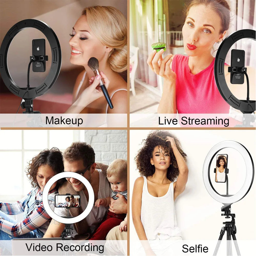 Tejesa 26 33CM Video Lights Dimmable Light Selfie LED Ring Light USB Ring Lighting Lamp With Tripod Stand To Make Youtube Ringlight