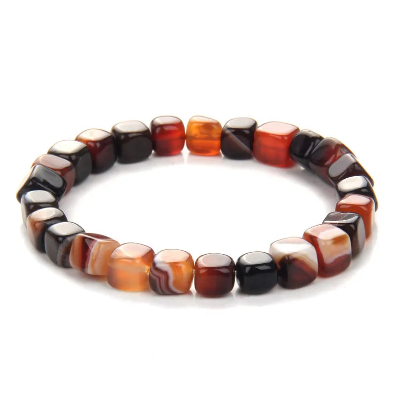 Tejesa Multicolor  Natural  Square Stone   Agate Beads Bracelet