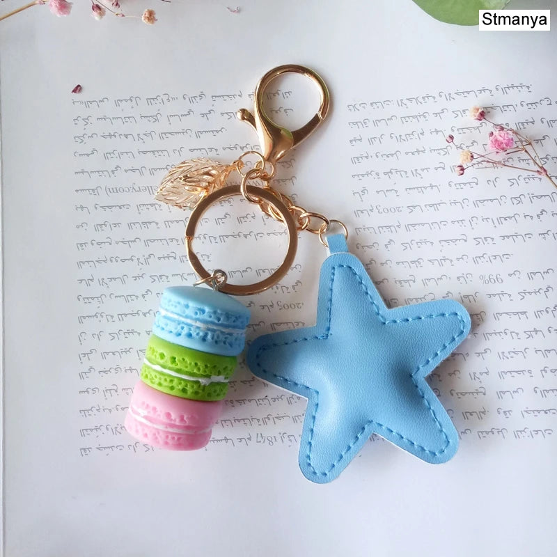 New Cake Key chain fashion car Key Ring Women bag charm accessories France Cake Macarons with Eiffel Tower Keychain gift Jewelry