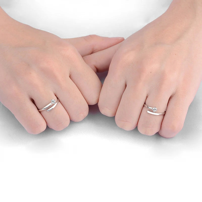 Fashion Hot Sale 925 Sterling Silver Adjustable Sexy Rings Cubic Zirconia Mini Simple Design Finger Ring For Women Jewelry Gift