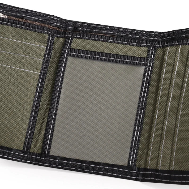 Canvas Short Trifold Men's Boys Wallets Purse with Coin Pocket Fashion Students Leisure Money Folder