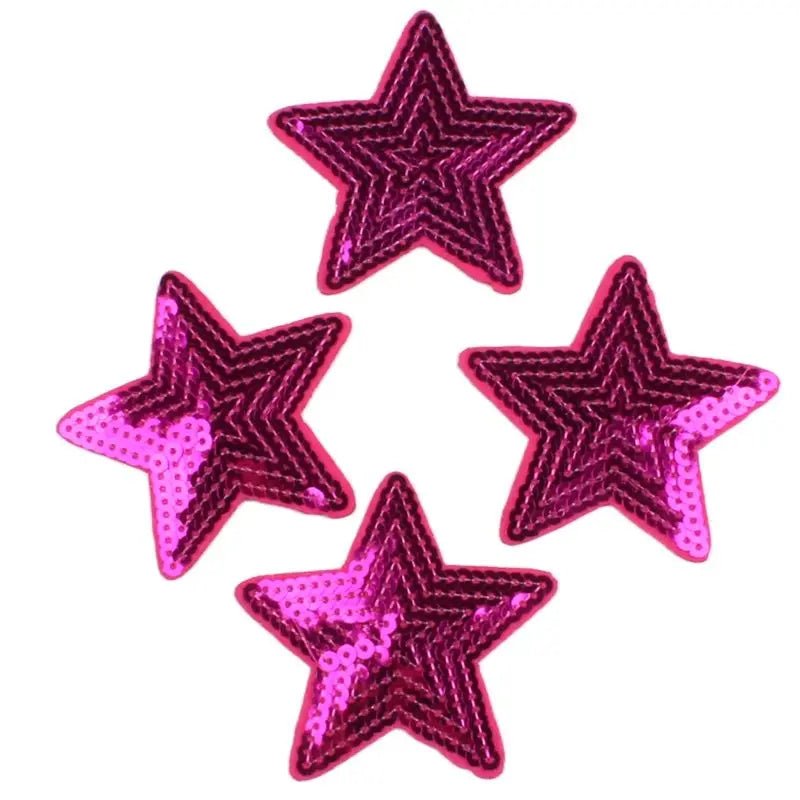 10pcs Sequined Star Patches Iron On Embroidered Glitter Sticker For Jeans Bags Shoes Hats Coats Dress T Shirts Sewing Appliques