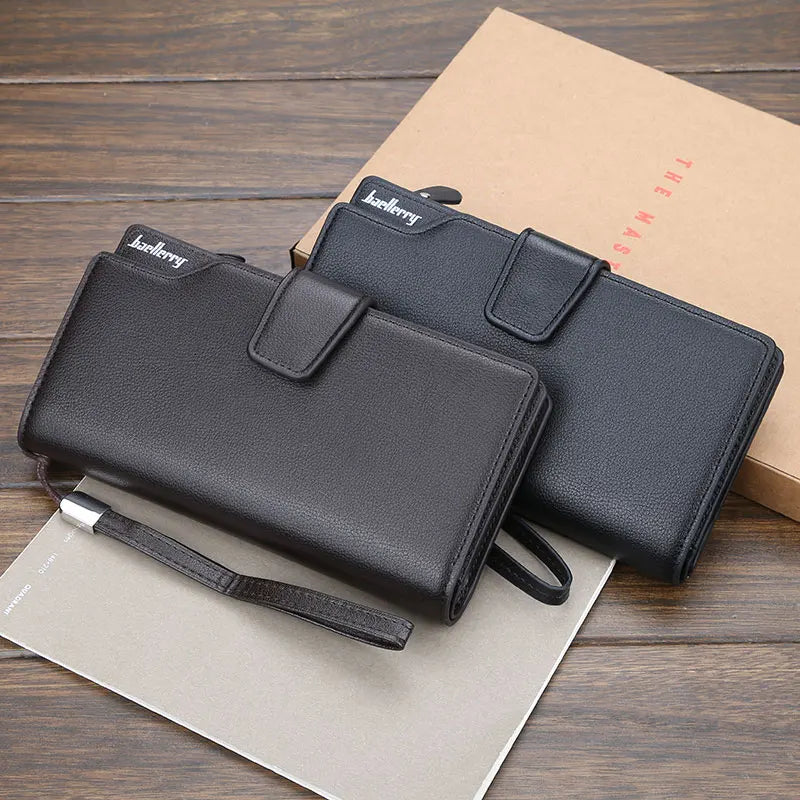 Hemasa PU Leather Long  Wallet Casual Men Purse Zipper Multi-function Wallets
