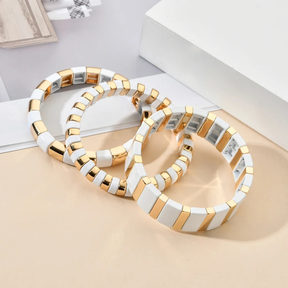 Hemasa Enamel Tiles Stretch Bracelets for  Women / Girls