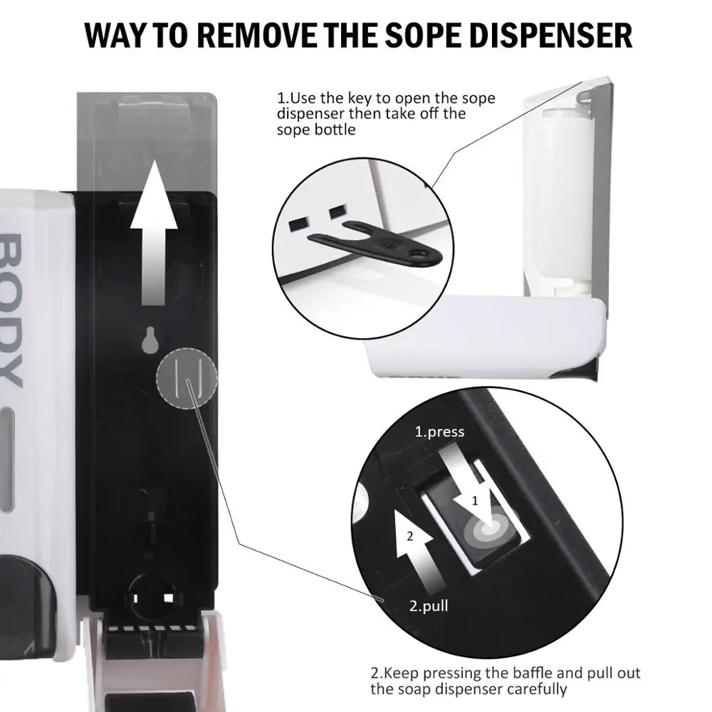 Hemasa Single/Double/Triple 350ml Soap Dispenser Wall-mount Shower Bath Shampoo Dispenser Liquid Soap Container Bathroom Accessories
