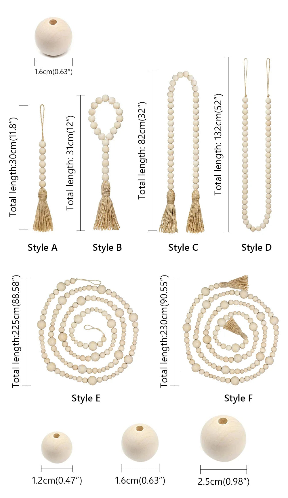 DIY Wooden Home Decoration Handmade Garland With Jute Rustic Tassel Wood Bead Garlands For Rattan Macrame Wall Hanging Boho Gift