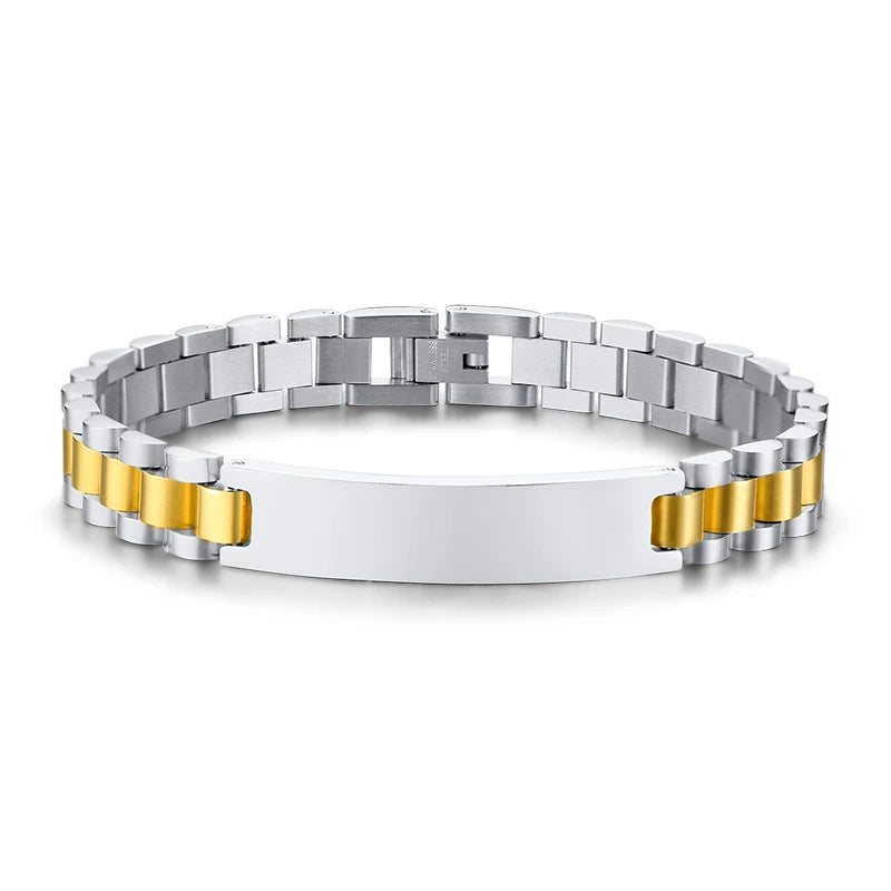 Vnox Customize TO DAD Bracelets for Men Glossy Stainless Steel Link Chain Engrave Thanks Quotes Casual Qualified Jewelry Gift
