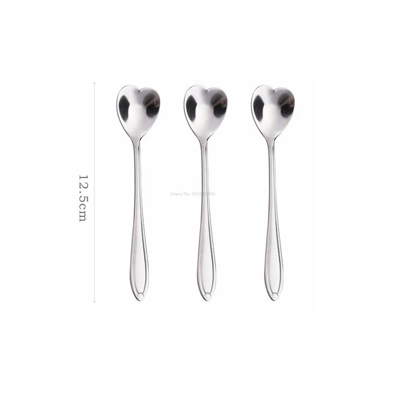 4Pcs Heart Shape Coffee Spoon Dessert Sugar Stirring Spoons Teaspoon Dinnerware Stainless Steel Kitchen Accessories