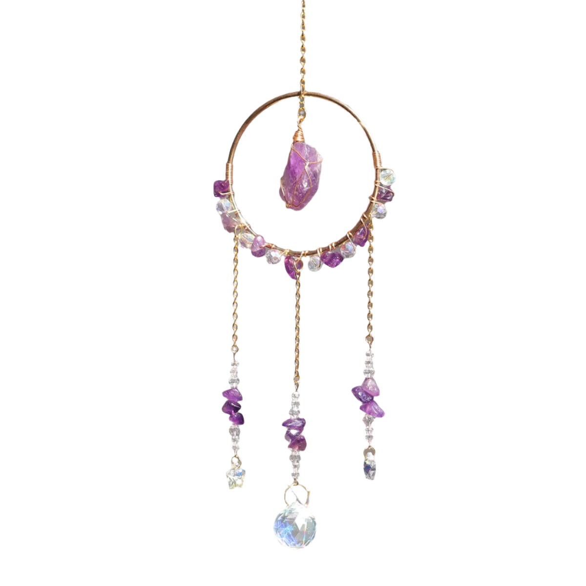 Hemasa   Natural  crystal sun catcher   with gemstones crystal crafts wind chime