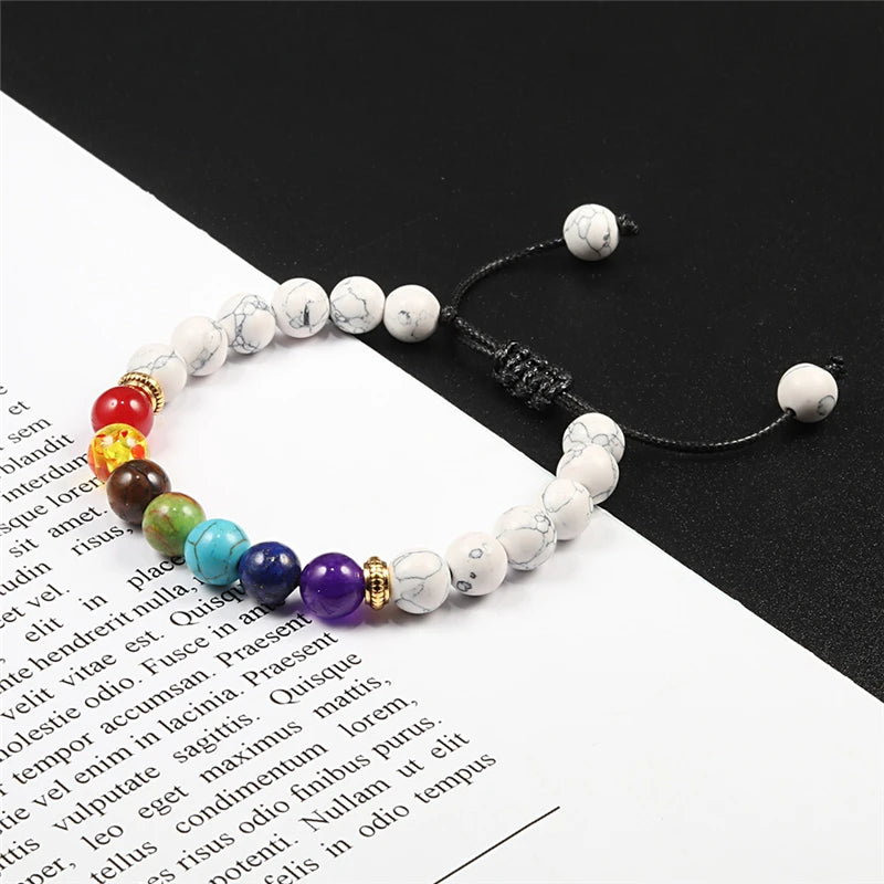Hemasa 7 Chakra Bracelet Men Black Lava Tiger Eye Stones Healing Balance Beads Reiki Buddha Prayer Natural Stone Yoga Bracelets Bangles