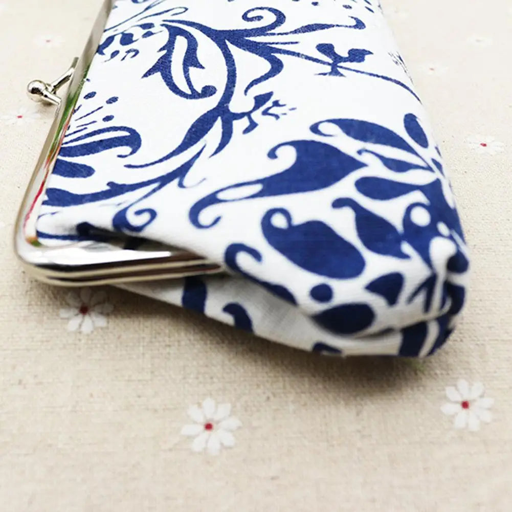 Hemasa  Wallet Ethnic Printed Long Buckles Canvas Wallet ID Card Keys Purse Clutches Bag Girls Coin Purse Makeup Brush Holder