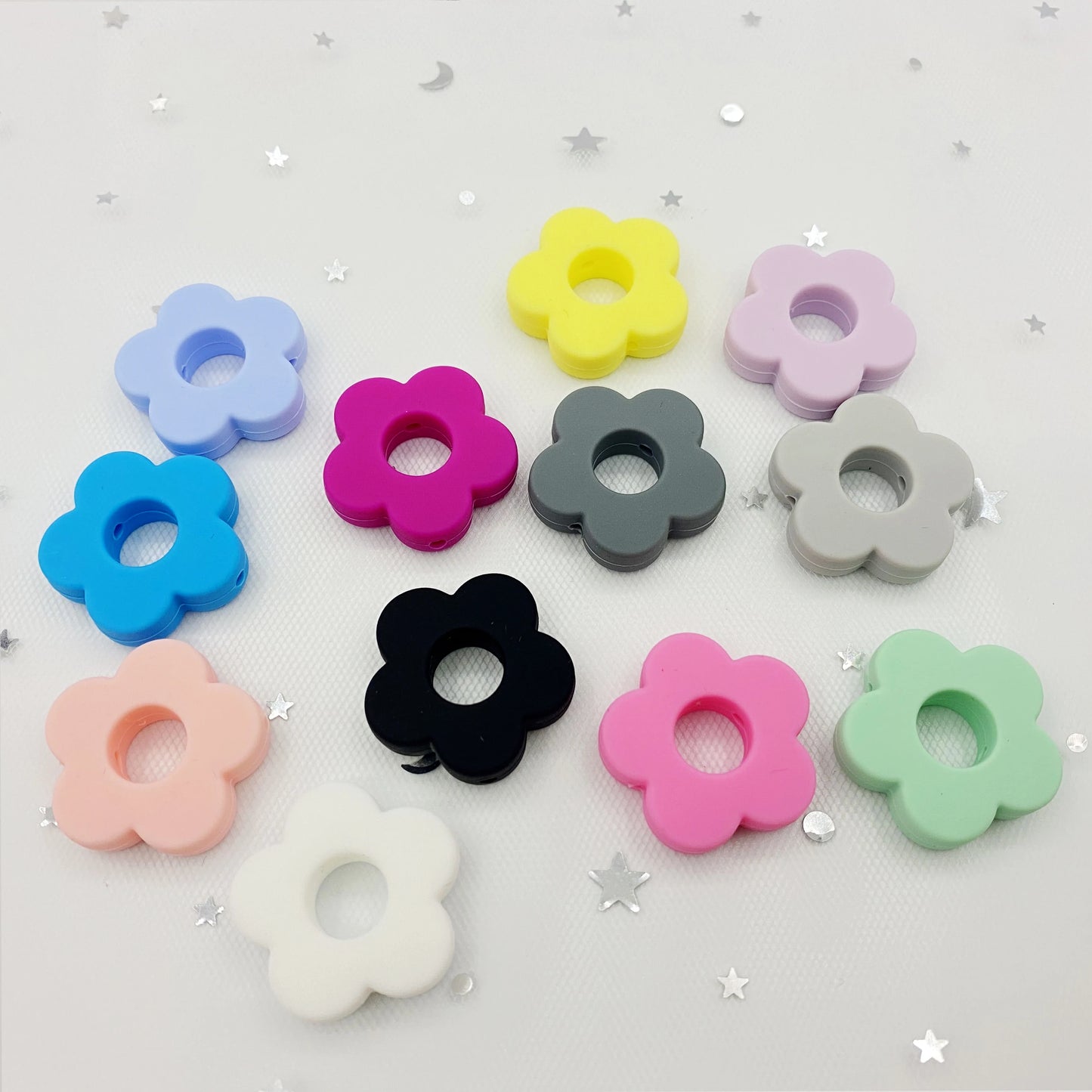 10 pcs Flower Silicone beads Baby Teething nursing DIY Crafts teething chew Beads Clips Soother Chain Accessories babi Toys