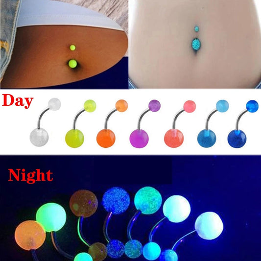 7Pcs/set 2021 New Night Glow Women's Fashion Belly Button Rings Navel Barbell Piercing Ombligo Party Body Jewelry Girls Gifts