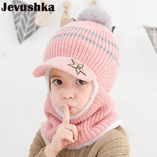 Baby Winter Hat Pom Pom Beanie Hats Baby Girl and Boy Hat with Warm Fleece Lining Caps for Kids HT19025