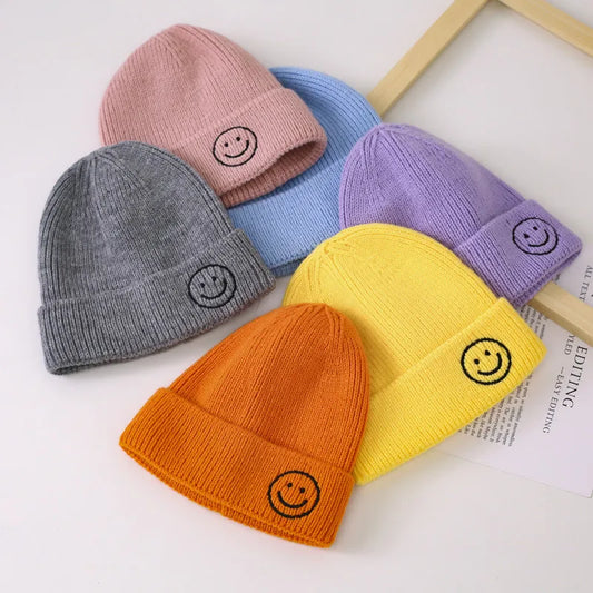 Autumn and winter baby hats cartoon smiley knitted children's hats suitable for 6 months-6 years old male and female babies