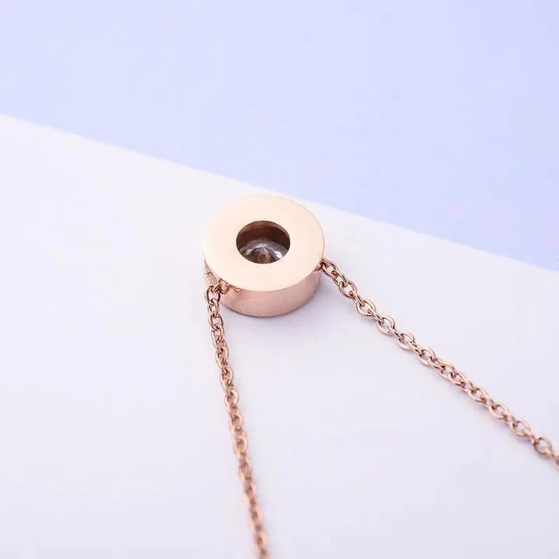 Fashion Women Necklace Stainless Steel Necklaces With Roman Numeral Luxury Women Wedding Jewelry Collars N0105-1