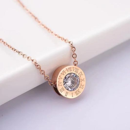 Fashion Women Necklace Stainless Steel Necklaces With Roman Numeral Luxury Women Wedding Jewelry Collars N0105-1