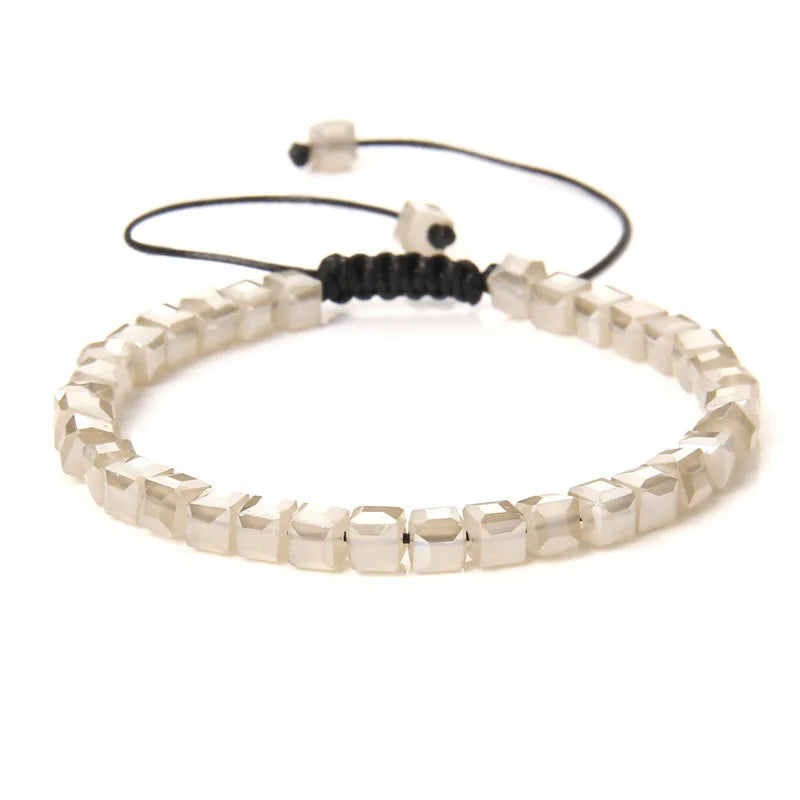 Tejesa 4MM Cube Crystal  Colourful Crystal Braided Bracelet Adjustable Handmade Thin Jewelry