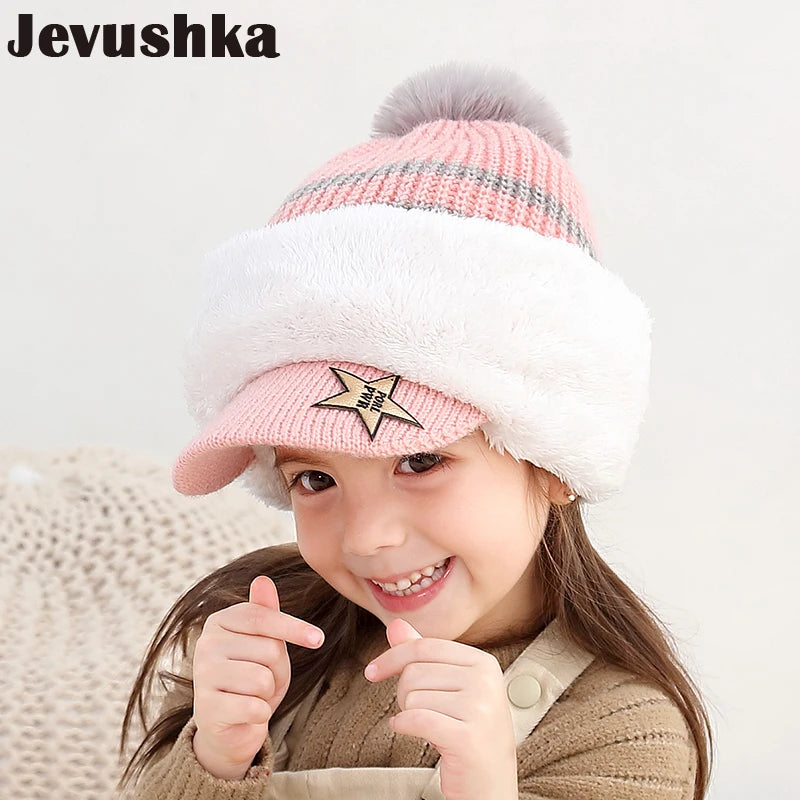 Baby Winter Hat Pom Pom Beanie Hats Baby Girl and Boy Hat with Warm Fleece Lining Caps for Kids HT19025