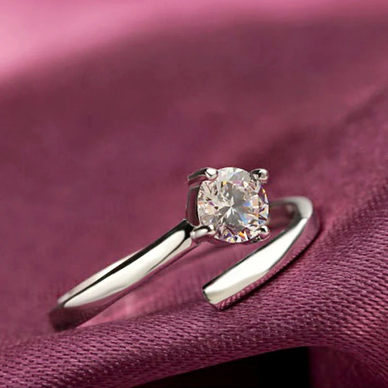Fashion Hot Sale 925 Sterling Silver Adjustable Sexy Rings Cubic Zirconia Mini Simple Design Finger Ring For Women Jewelry Gift