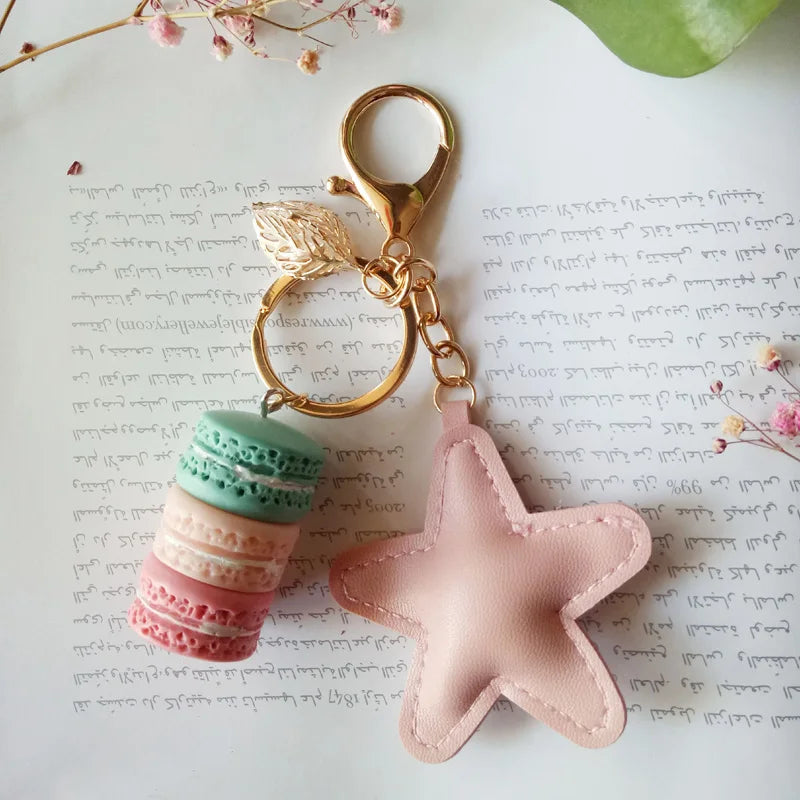 New Cake Key chain fashion car Key Ring Women bag charm accessories France Cake Macarons with Eiffel Tower Keychain gift Jewelry
