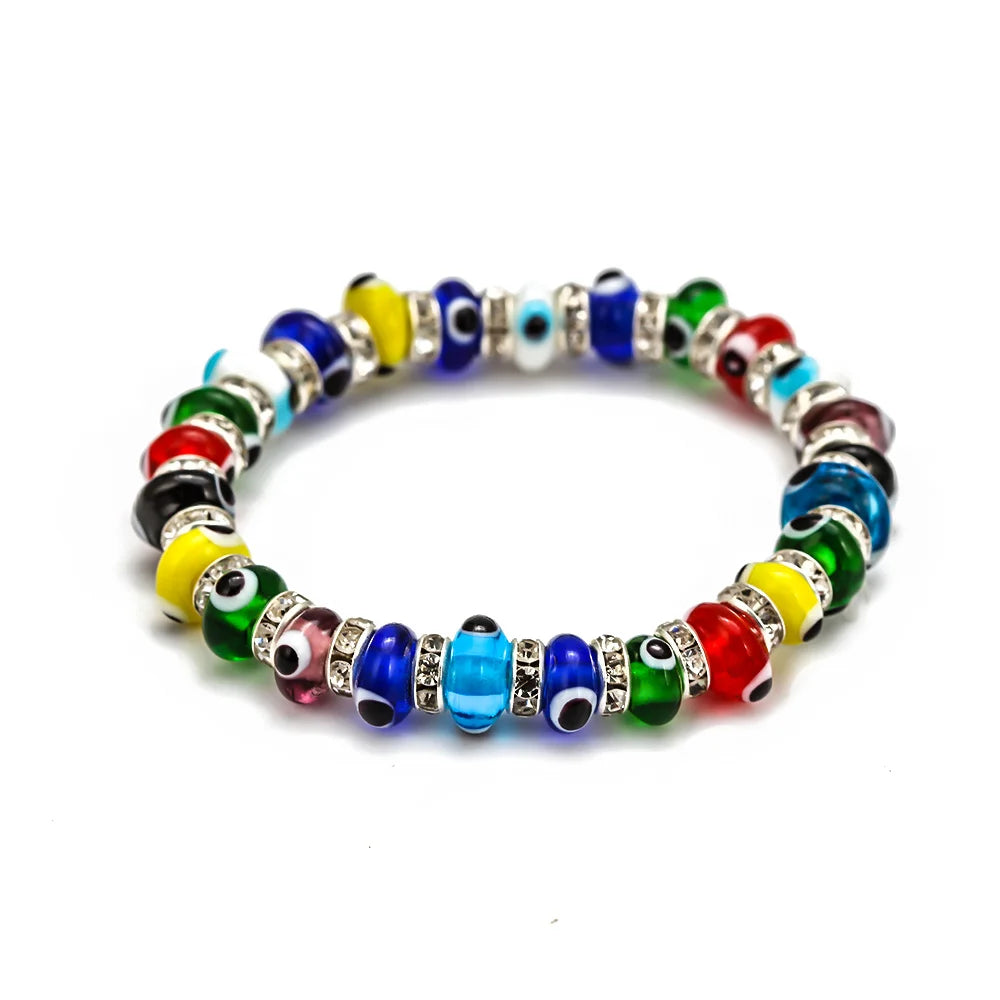 Lucky Eye Multi Color Glass Turkish Evil Eye Beads Bracelet Adjustable Chain Bracelet for Women Female Fashion Jewelry BE61