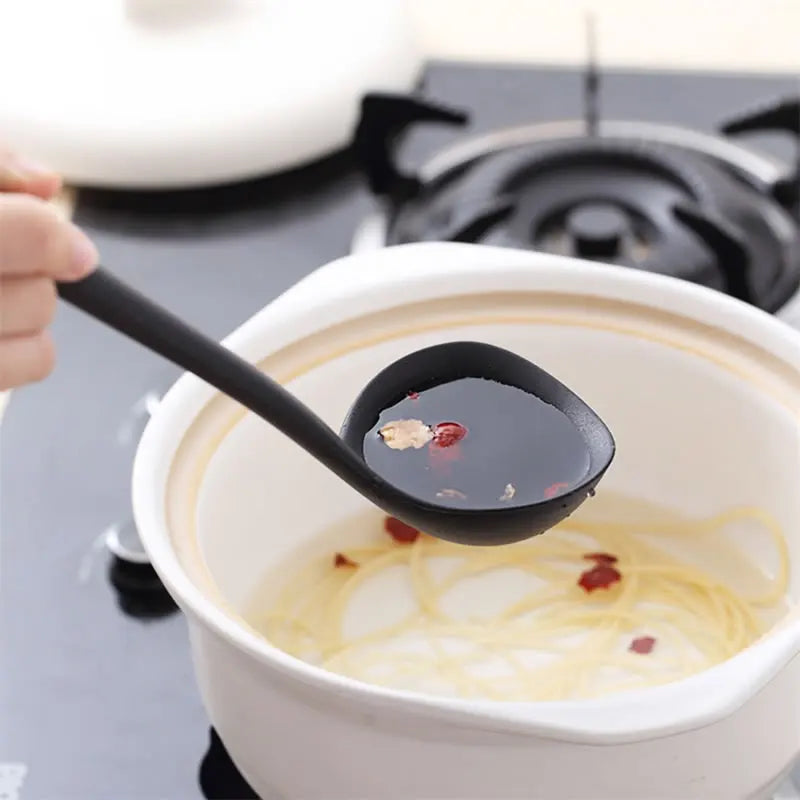 Hemasa 4 Pcs  Silicone Ladle Soup Spoon Curved Handle Heat Resistant Round Scoops