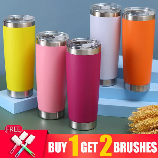 20oz Thermoses Thermal Vacuum Flasks Beer Mug Stainless Steel Thermos Tea Coffee Water Bottle Insulated Tumbler Drinkware Mugs