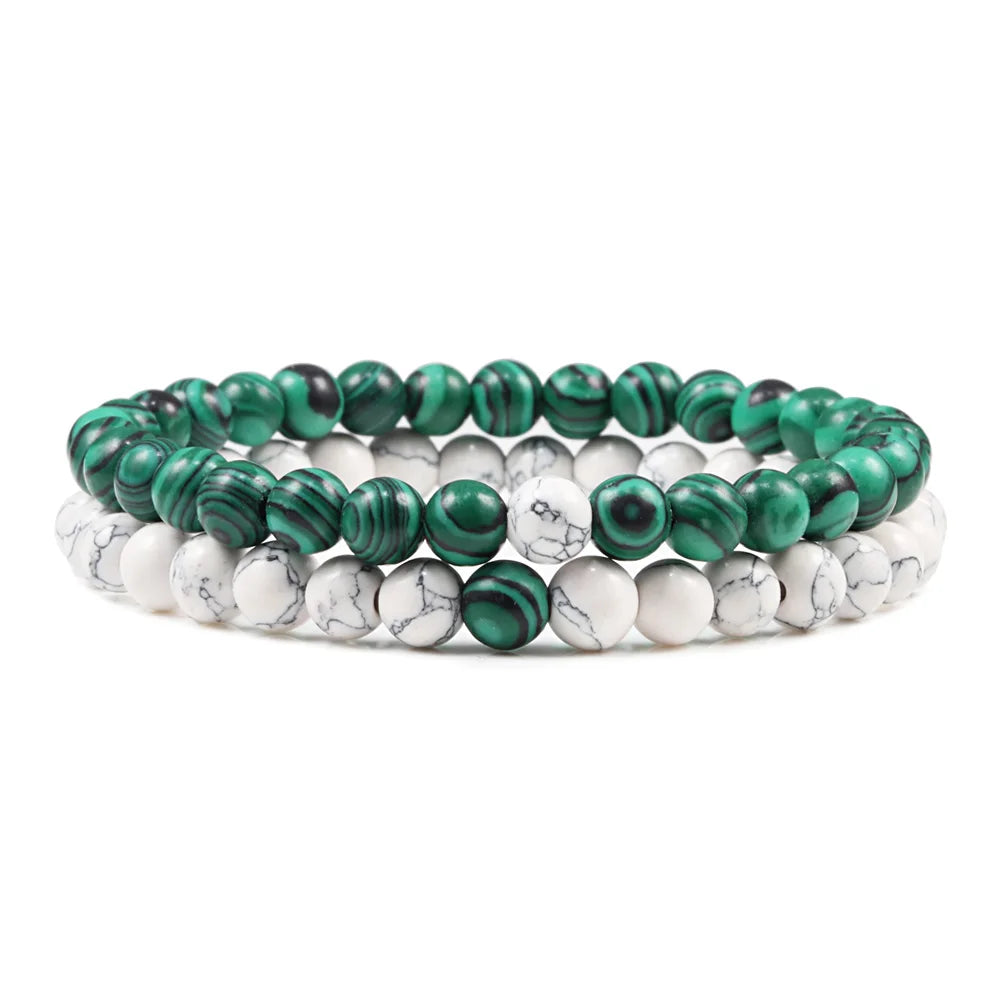 Hemasa  6mm Natural Black Matte Blue Beads  Stone  Bracelets