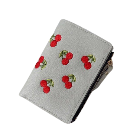 Hemasa New Cherry Fruit  Embroidery Women Purse Wallets Fashion Simple Students Wallet Small PU Leather Wallet Mini Card Holder Bags