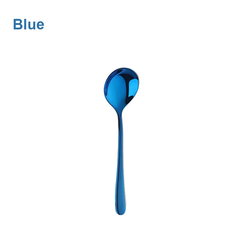 Hemasa Stainless Steel Coffee Tea Spoons /Gold Blue Beautiful Teaspoons/ Mixing Soup Spoon Dinnerware Flatware Christmas Serving Spoon