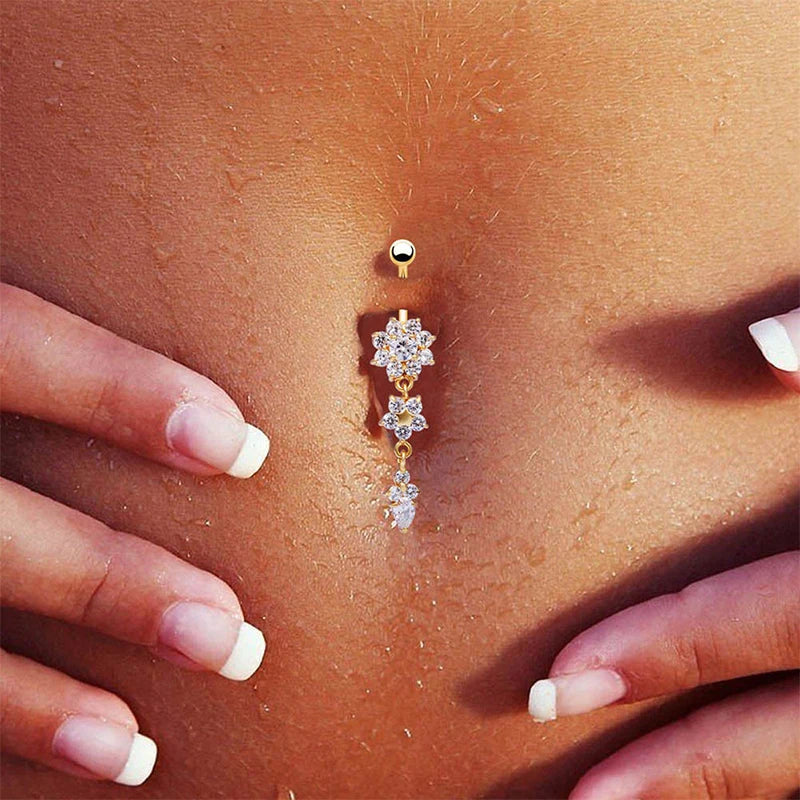 Crystal Belly Piercing Snale Skull Button Rings Bar Barbell Drop Dangle Navel Rings  Nombril Ombligo Ring Women Men Body Jewelry