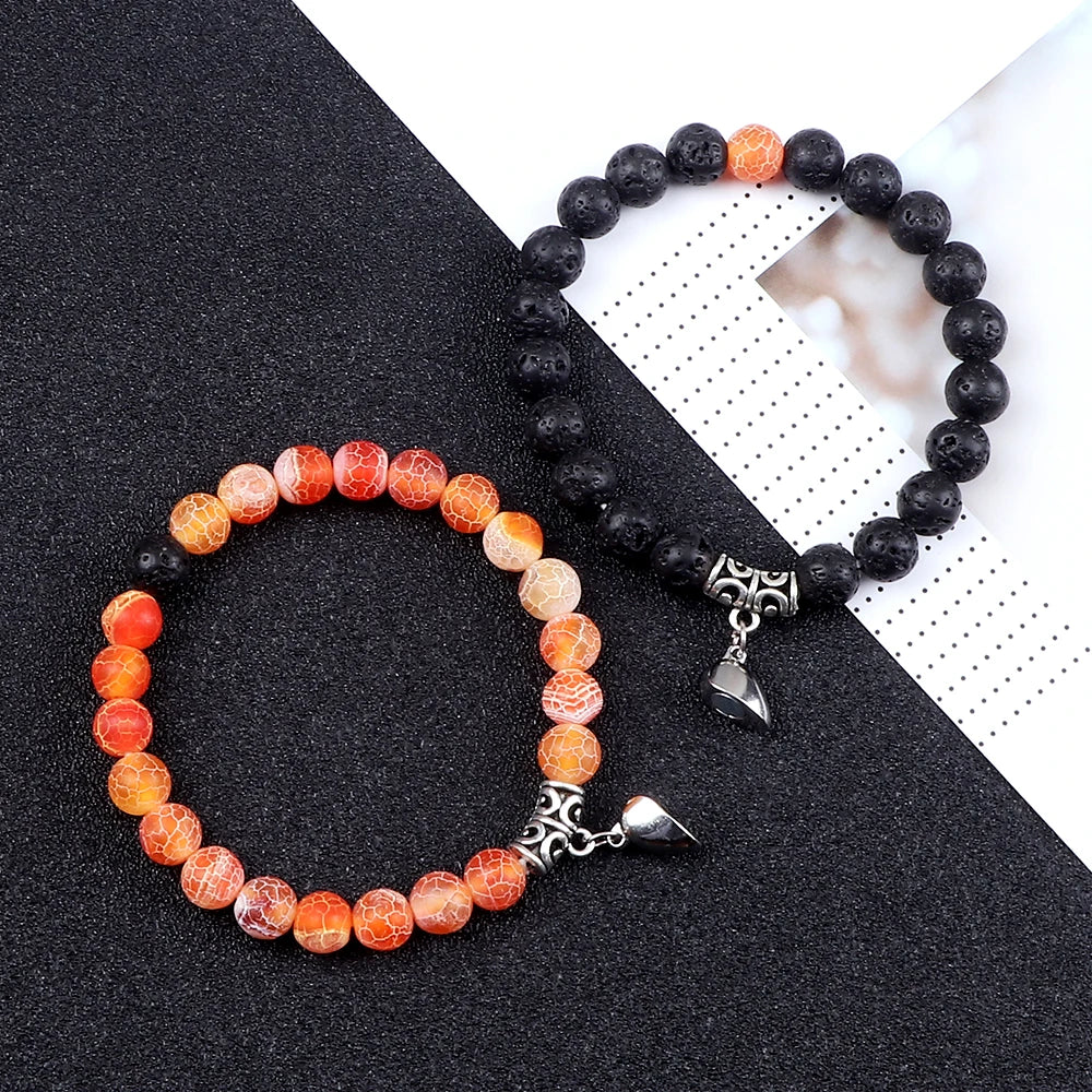 Hemasa 2pcs/set Natural Stone Beads stretchable Bracelet for Girls