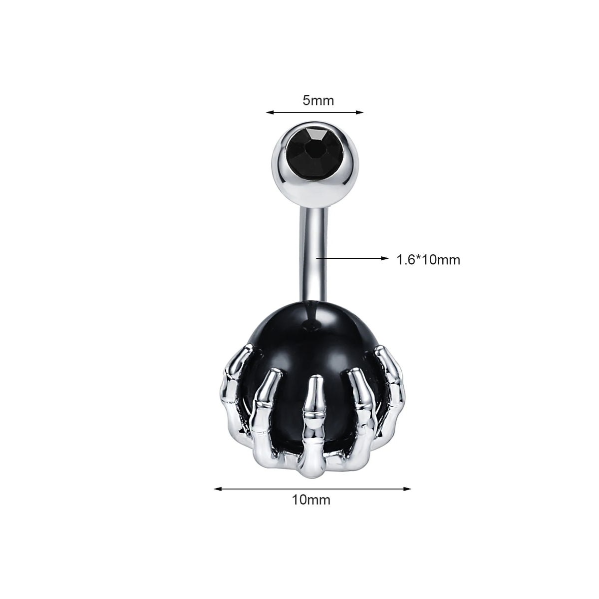 ZS 14G Bat Belly Button Ring Crystal Bat Navel Piercing Black Plated Body Piercing  Red Zircon Bat Belly Piercing Jewelry Women