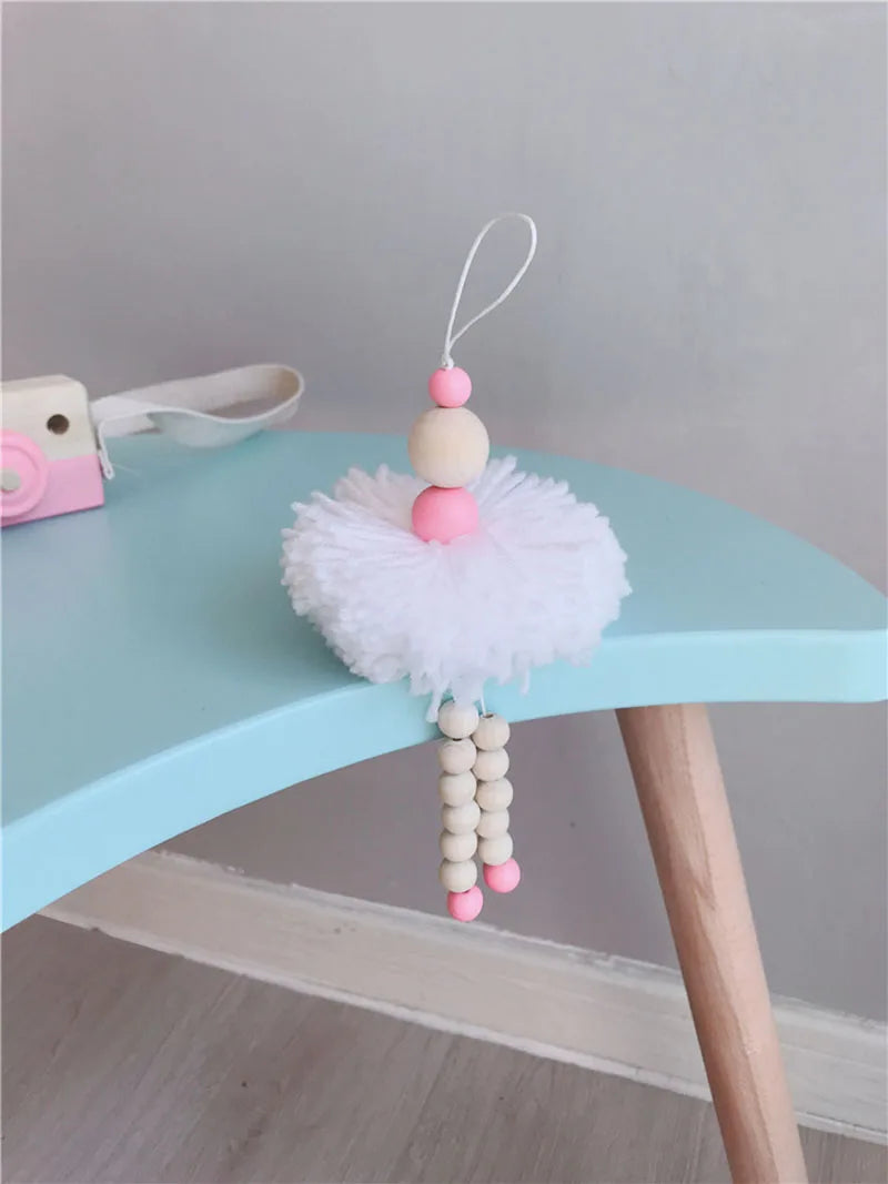 Ballet Dancer Hanging Decoration Nursery Baby Tent Ornament Wooden Beads Girl Room Decor Nordic Photography Props