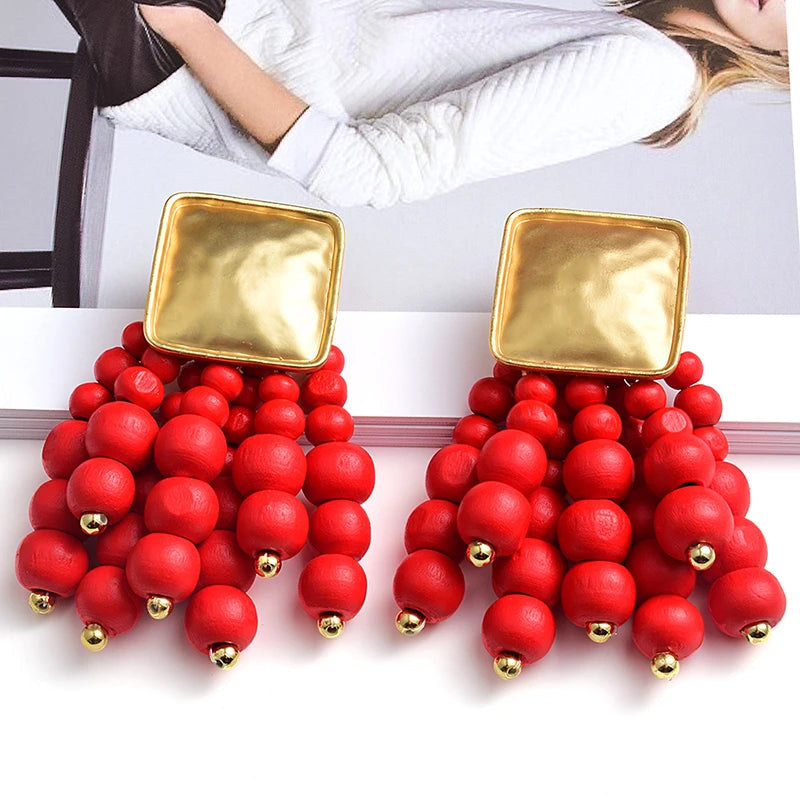 Hemasa  Wooden Drop Dangle Earrings Wedding Jewelry For Women brincos