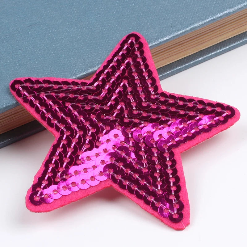 10pcs Sequined Star Patches Iron On Embroidered Glitter Sticker For Jeans Bags Shoes Hats Coats Dress T Shirts Sewing Appliques