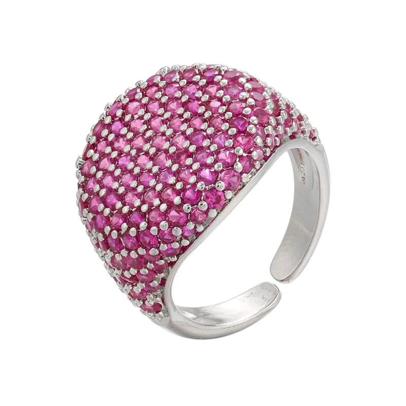 Tejesa  gold color Candy Crystal Ring for women CZ Zircon Opening women Ring