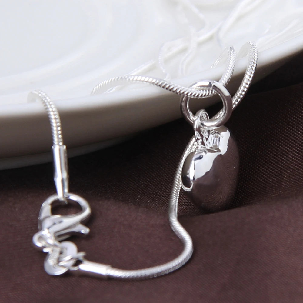 Hemasa  925 Sterling Silver  Small Heart Pendant Necklace  For Women