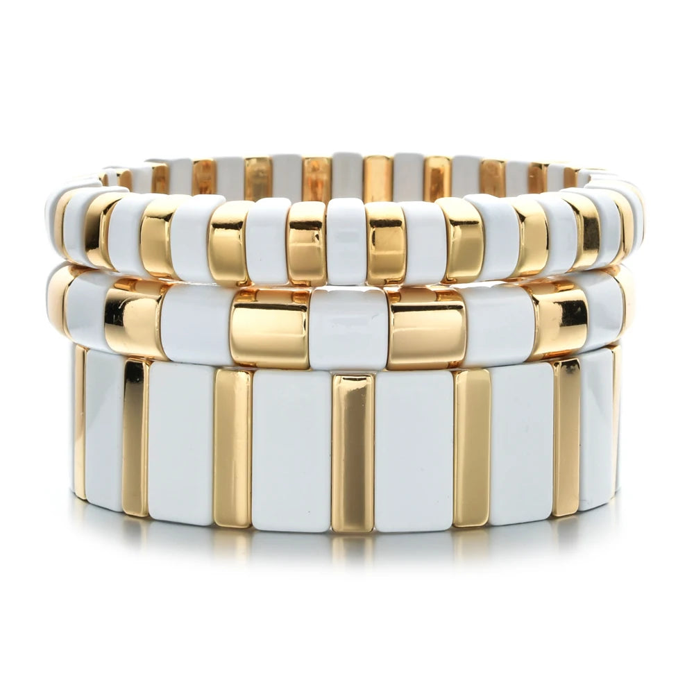 Hemasa Enamel Tiles Stretch Bracelets for  Women / Girls