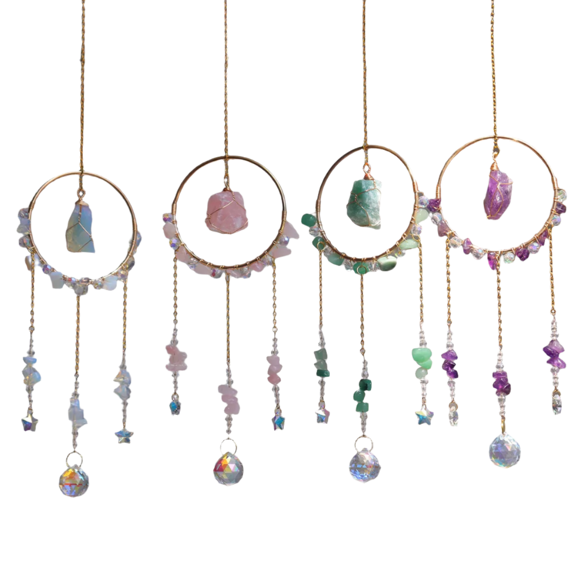 Hemasa   Natural  crystal sun catcher   with gemstones crystal crafts wind chime
