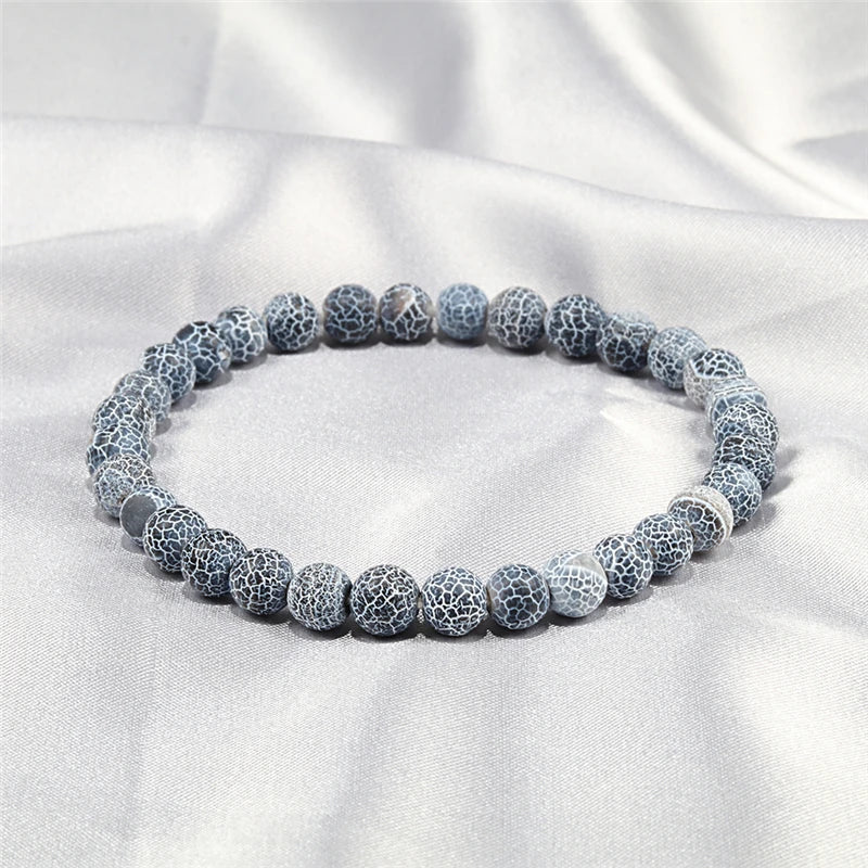Charm 6mm Round Chakra Beads Natural Crack Bracelets for Women Men Weathered Stone Colorful Stretch Strand Bracelet Lover Gifts