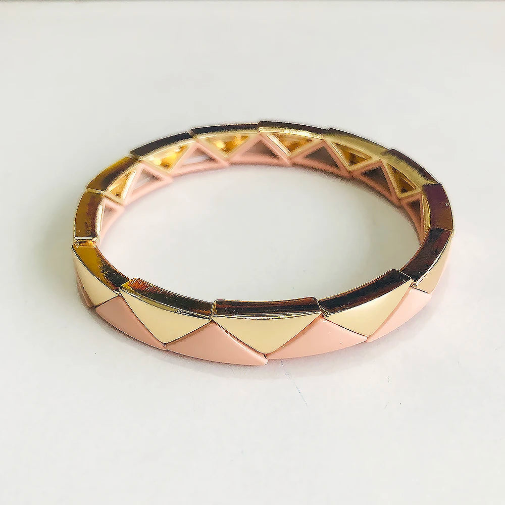 Hemasa  Pink Rainbow Enamel Tile Beaded Bracelets  for women/Girls