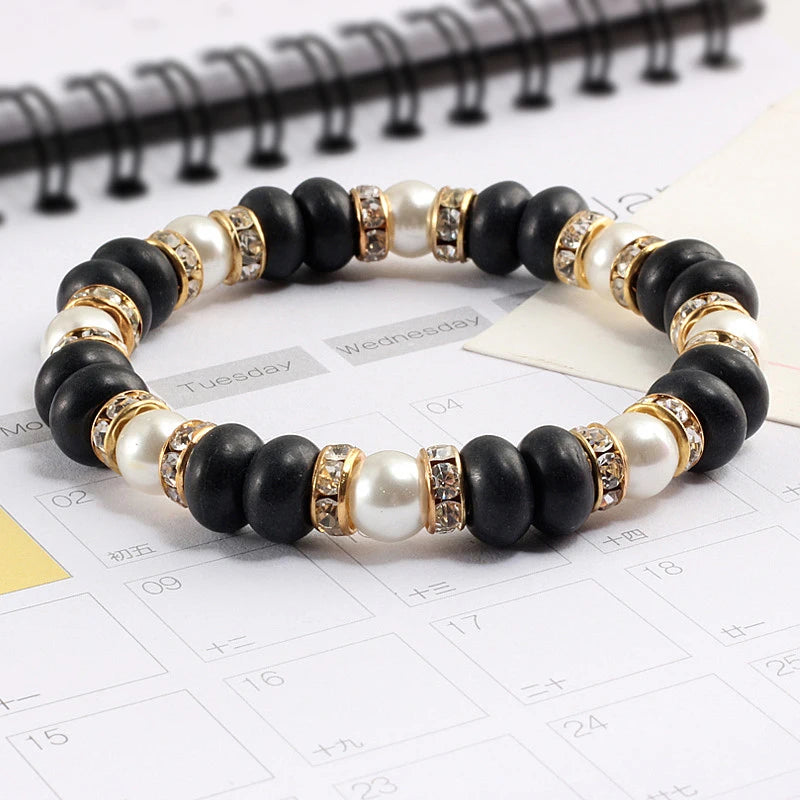 Multicolors Charm Women Beads Bracelets White Crystal Natural Stone Stretch Bracelet Pearl Yoga Jewelry Friendship Gift pulseira