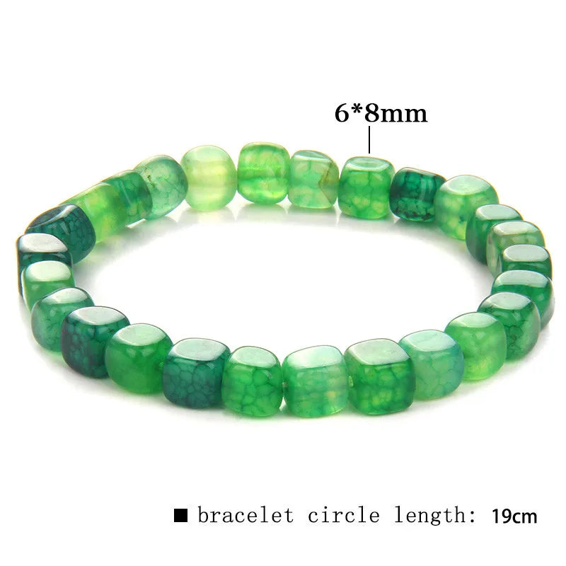 Tejesa Multicolor  Natural  Square Stone   Agate Beads Bracelet
