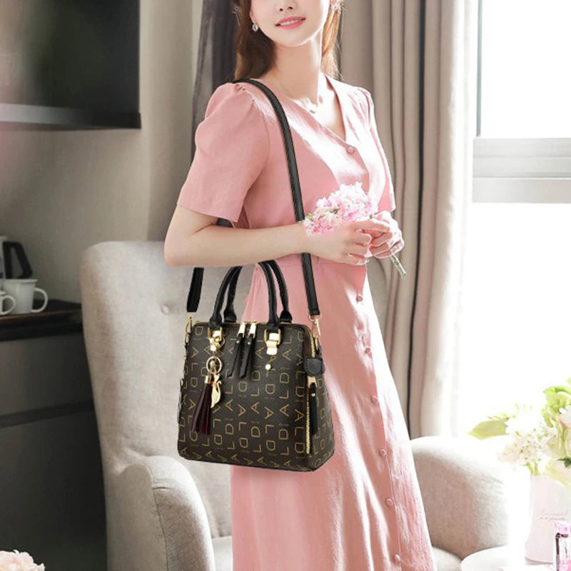 Hemasa Handbag Women PU Leather Tassel Top-handle  Shoulder Bag