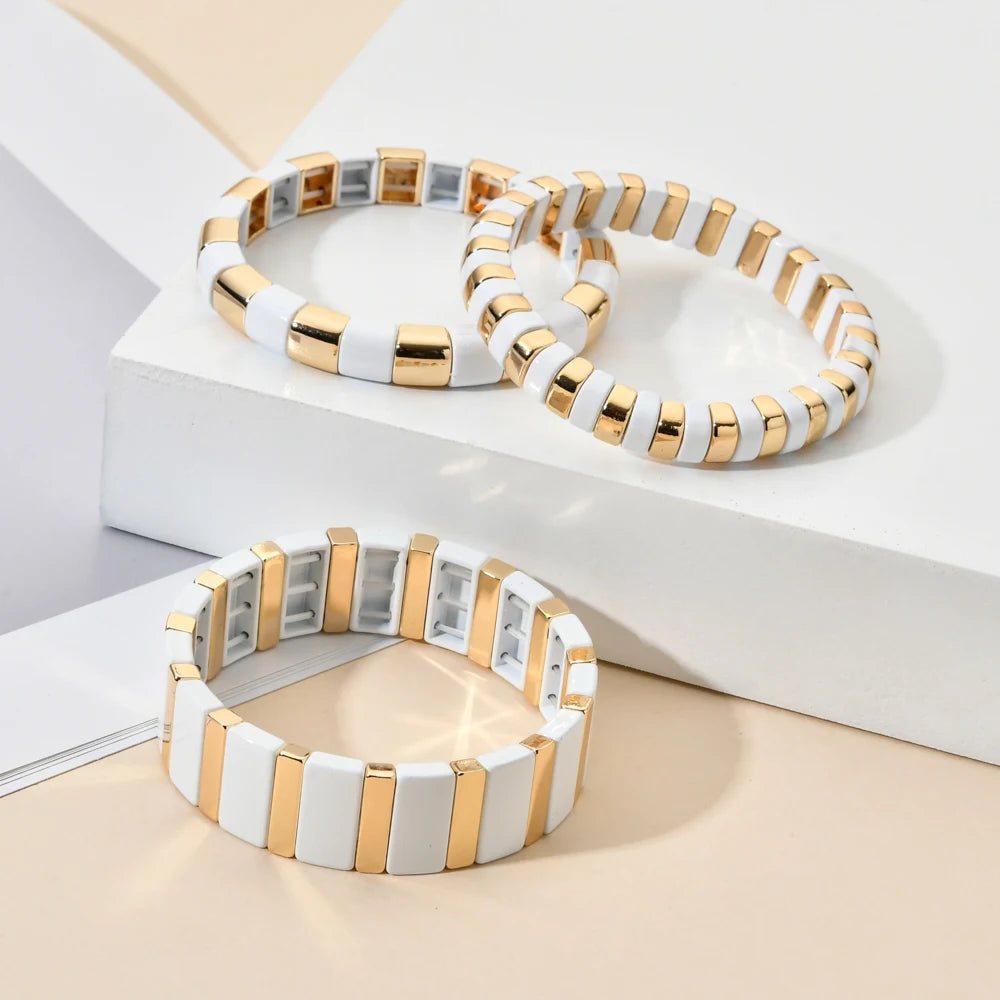Hemasa Enamel Tiles Stretch Bracelets for  Women / Girls