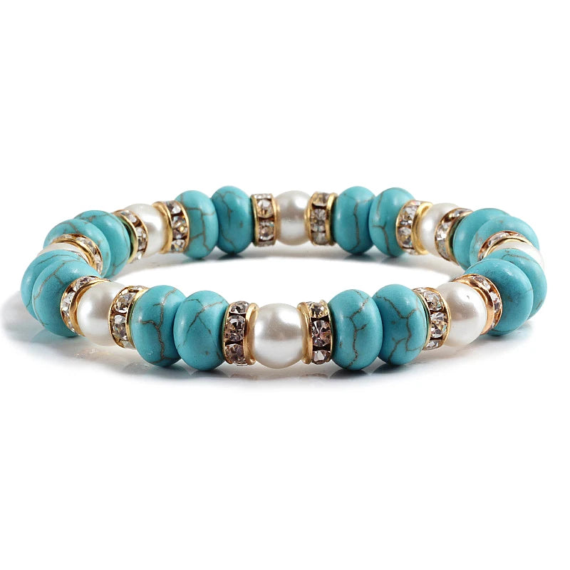 Multicolors Charm Women Beads Bracelets White Crystal Natural Stone Stretch Bracelet Pearl Yoga Jewelry Friendship Gift pulseira