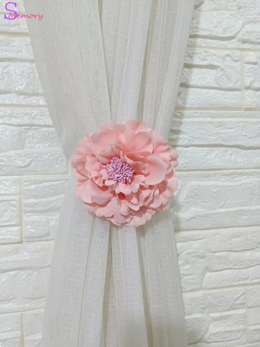 2pcs Flower Curtains Tieback Holder Magnet Curtains Buckle Clips Magnetic Shower Curtain Strap Accessories Home Decoration