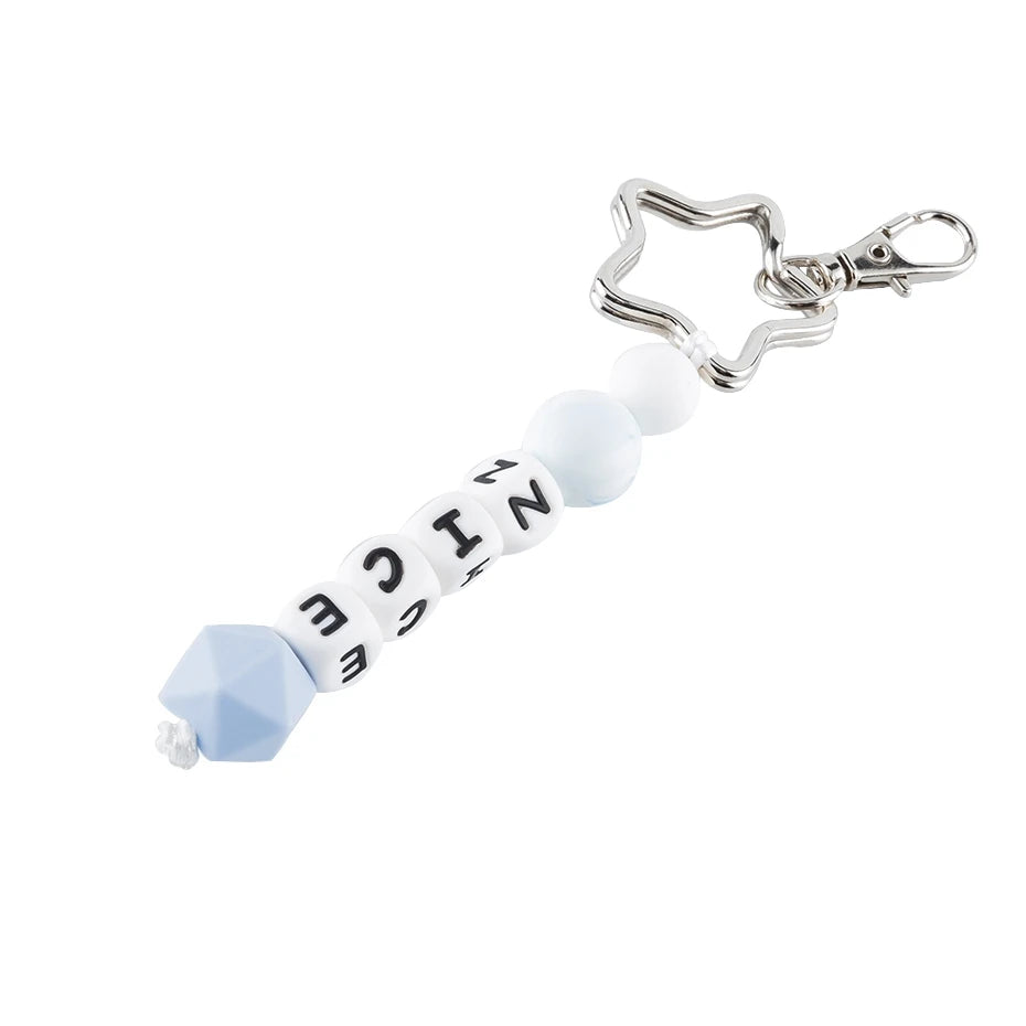 Let's Make Silicone Customize Name Keychain Silicone Beads Key Rings Handmade DIY Personalize Charm Jewelry Car Baby Teethers